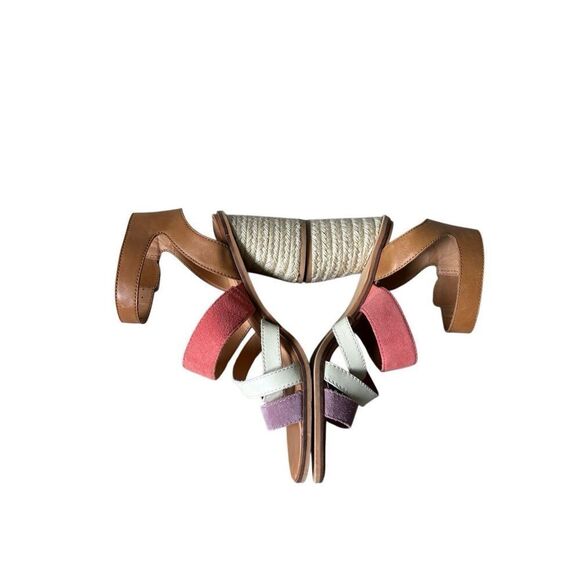 FRYE Adjustable Ankle Strap Heeled Sandals Leiah Brown Peach 9 Open Toe Leather - Picture 11 of 13